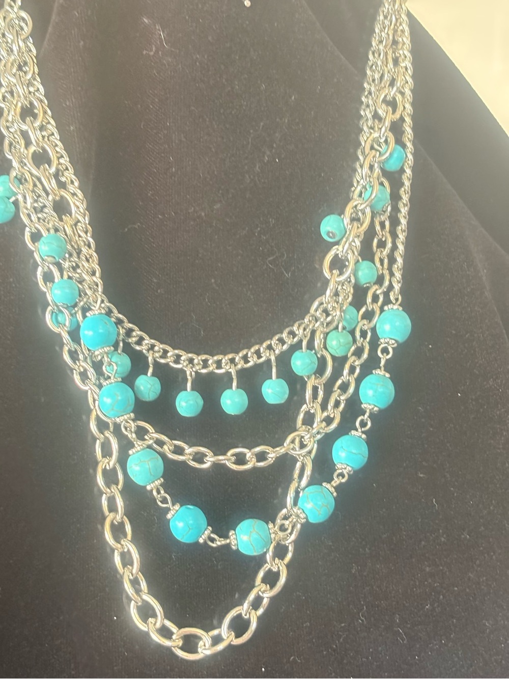paparazzi Turquoise Bead Layered Gold-Tone Chain Necklace